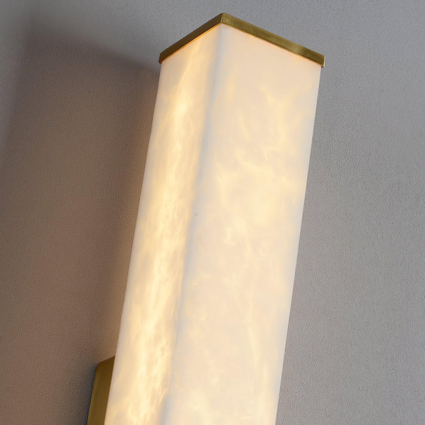 Cuboid Alabaster Wall Light with Brass Frame and LED