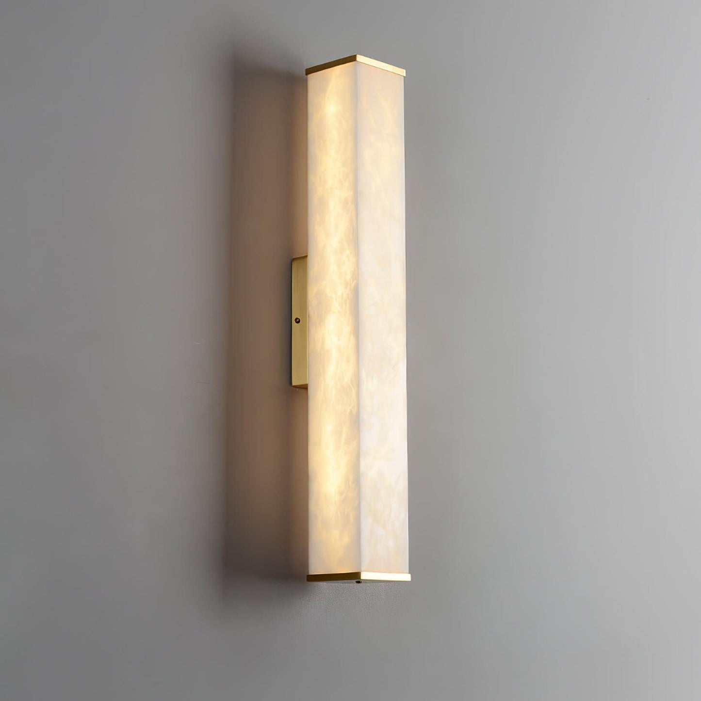 Cuboid Alabaster Wall Light with Brass Frame and LED