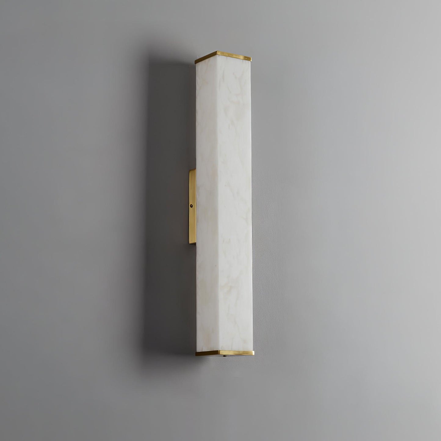 Cuboid Alabaster Wall Light with Brass Frame and LED