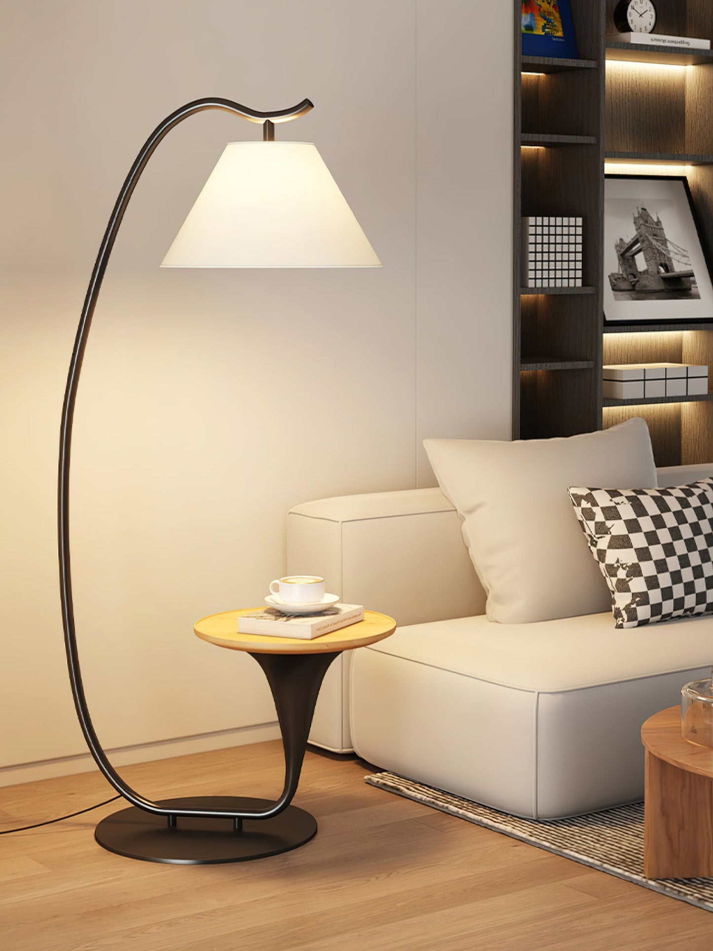 Curvature Floor Lamp with Table LED Indoor Lighting