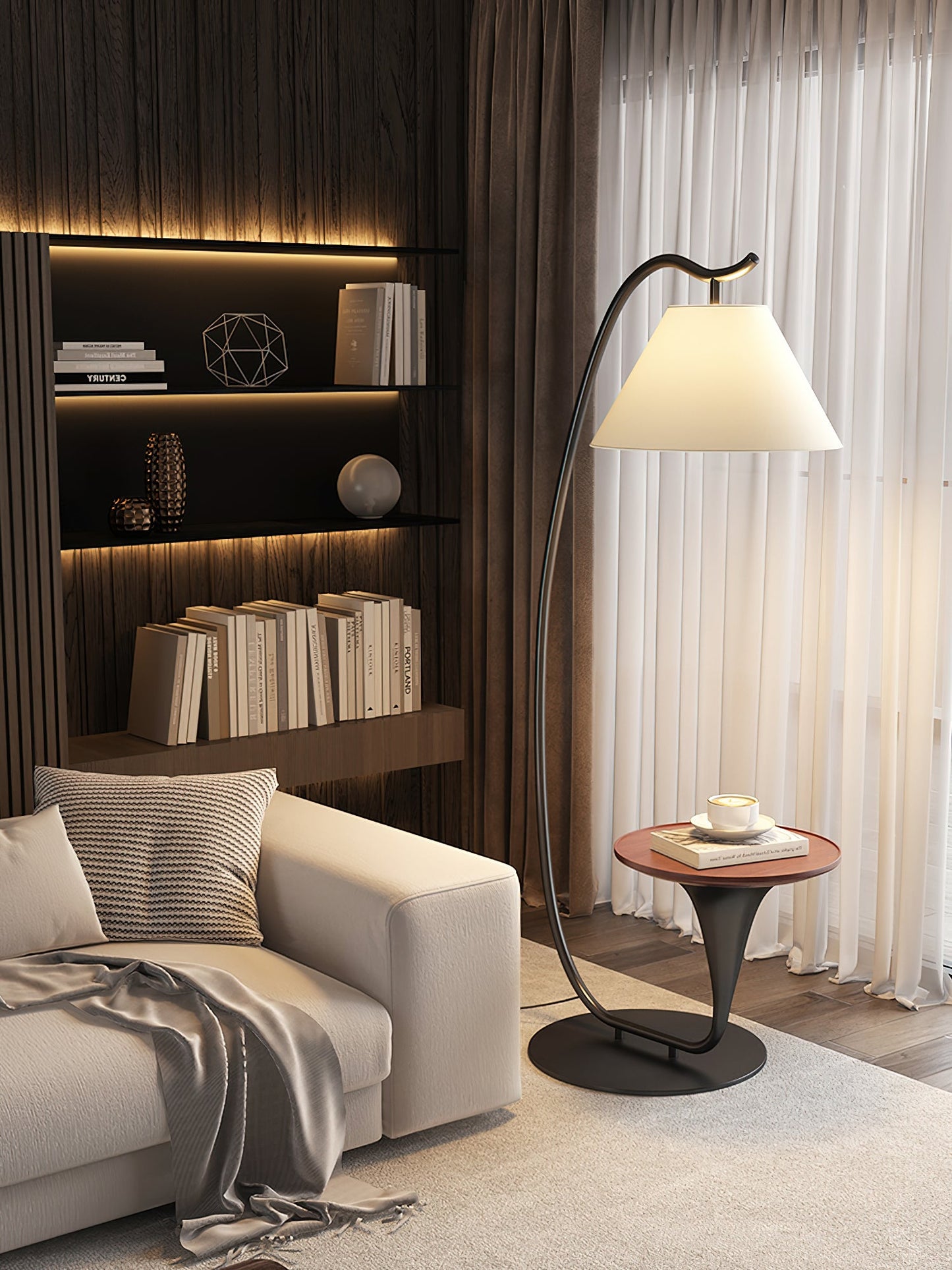 Curvature Floor Lamp with Table LED Indoor Lighting