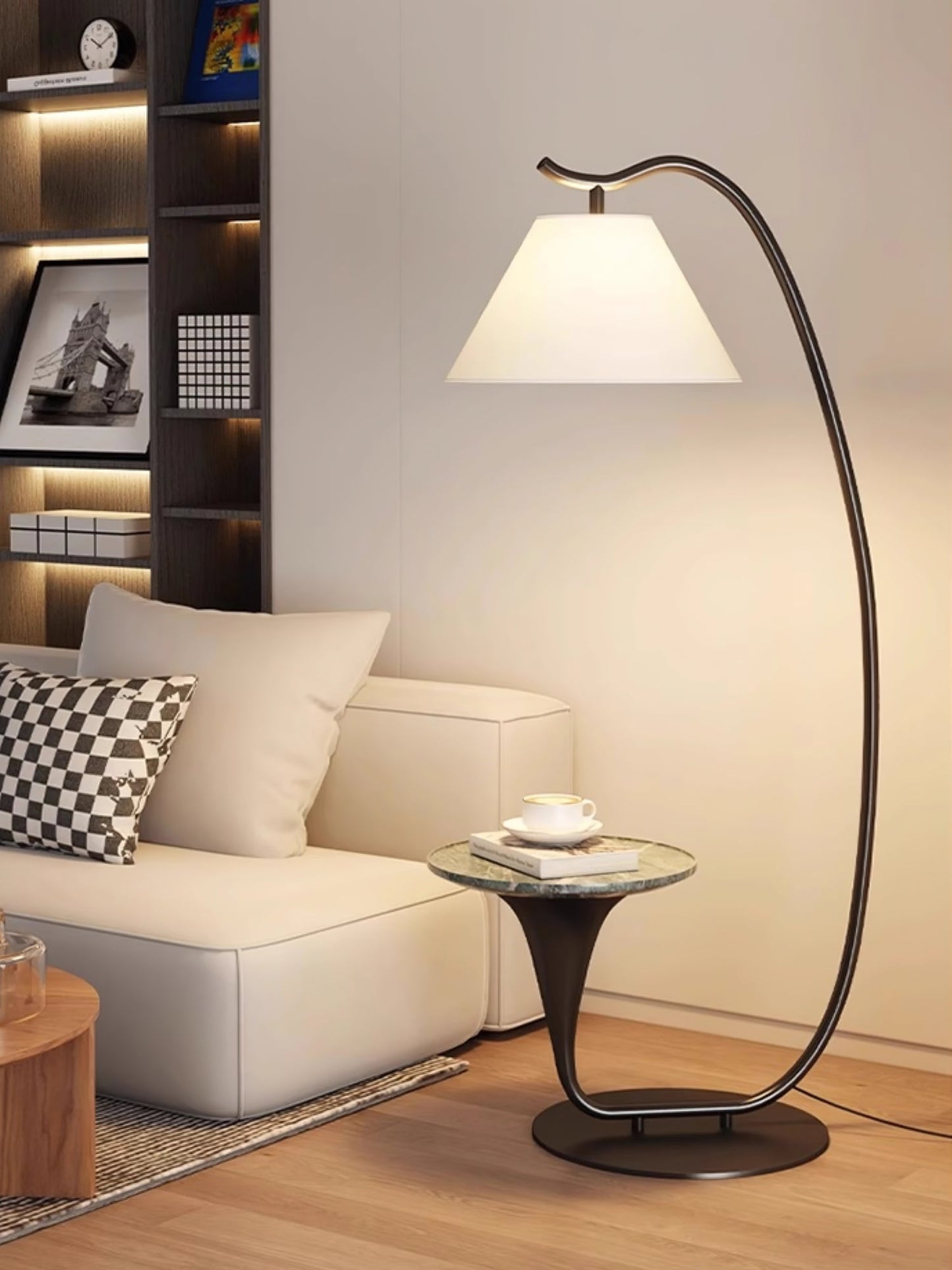 Curvature Floor Lamp with Table LED Indoor Lighting