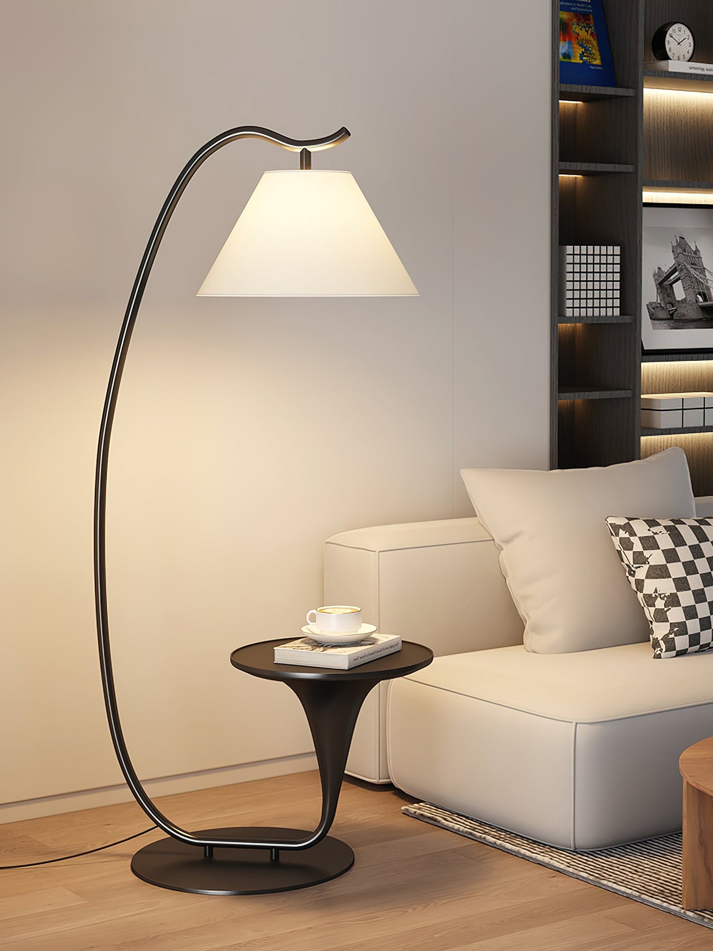 Curvature Floor Lamp with Table LED Indoor Lighting