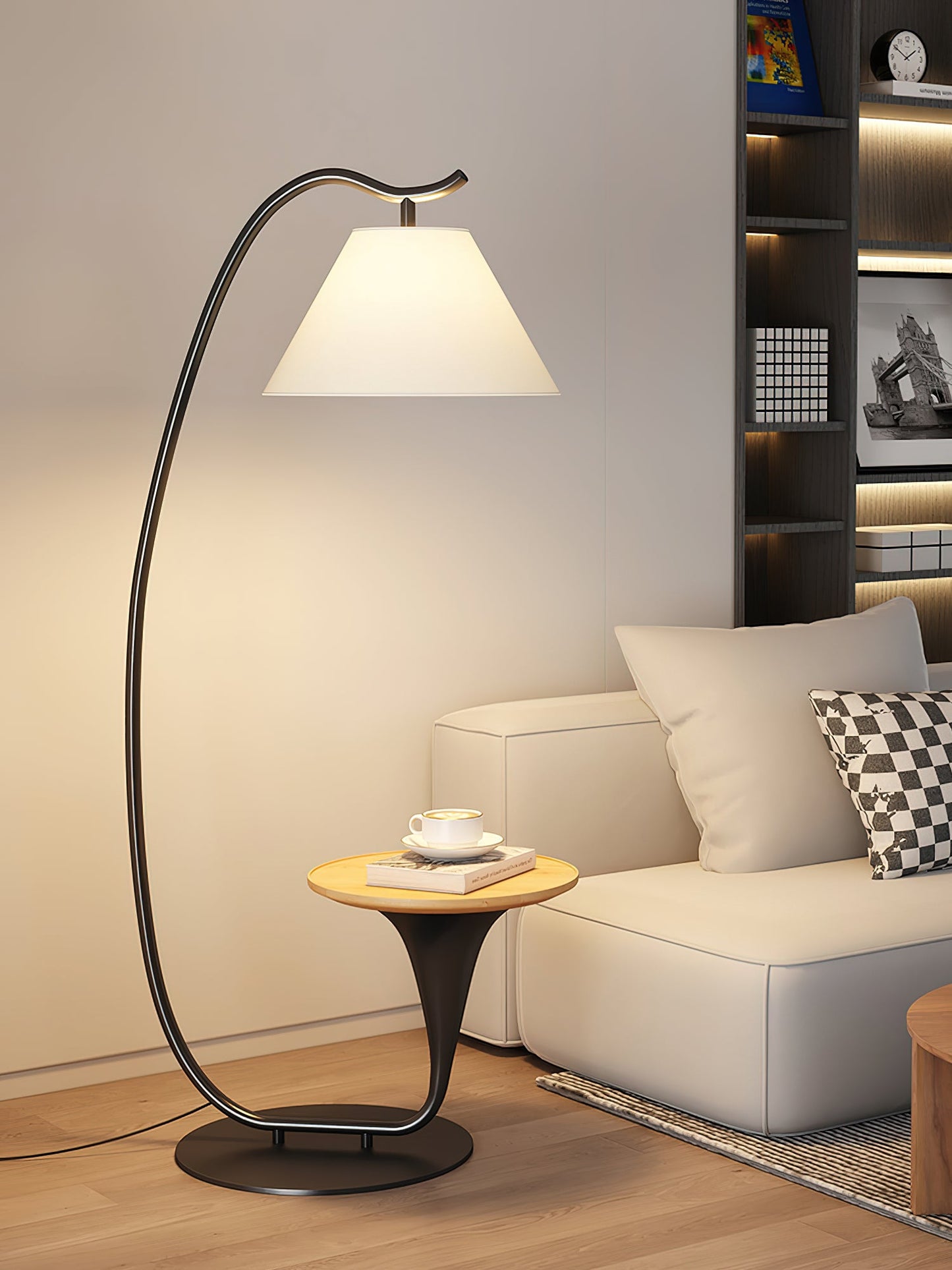 Curvature Floor Lamp with Table LED Indoor Lighting