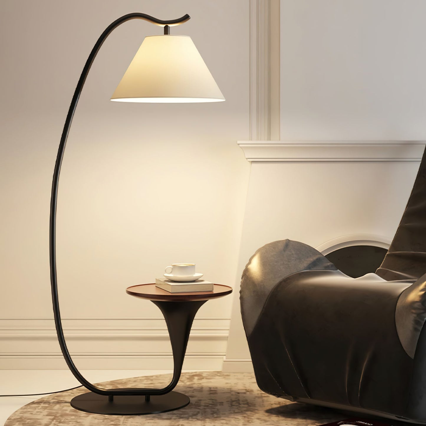 Curvature Floor Lamp with Table LED Indoor Lighting