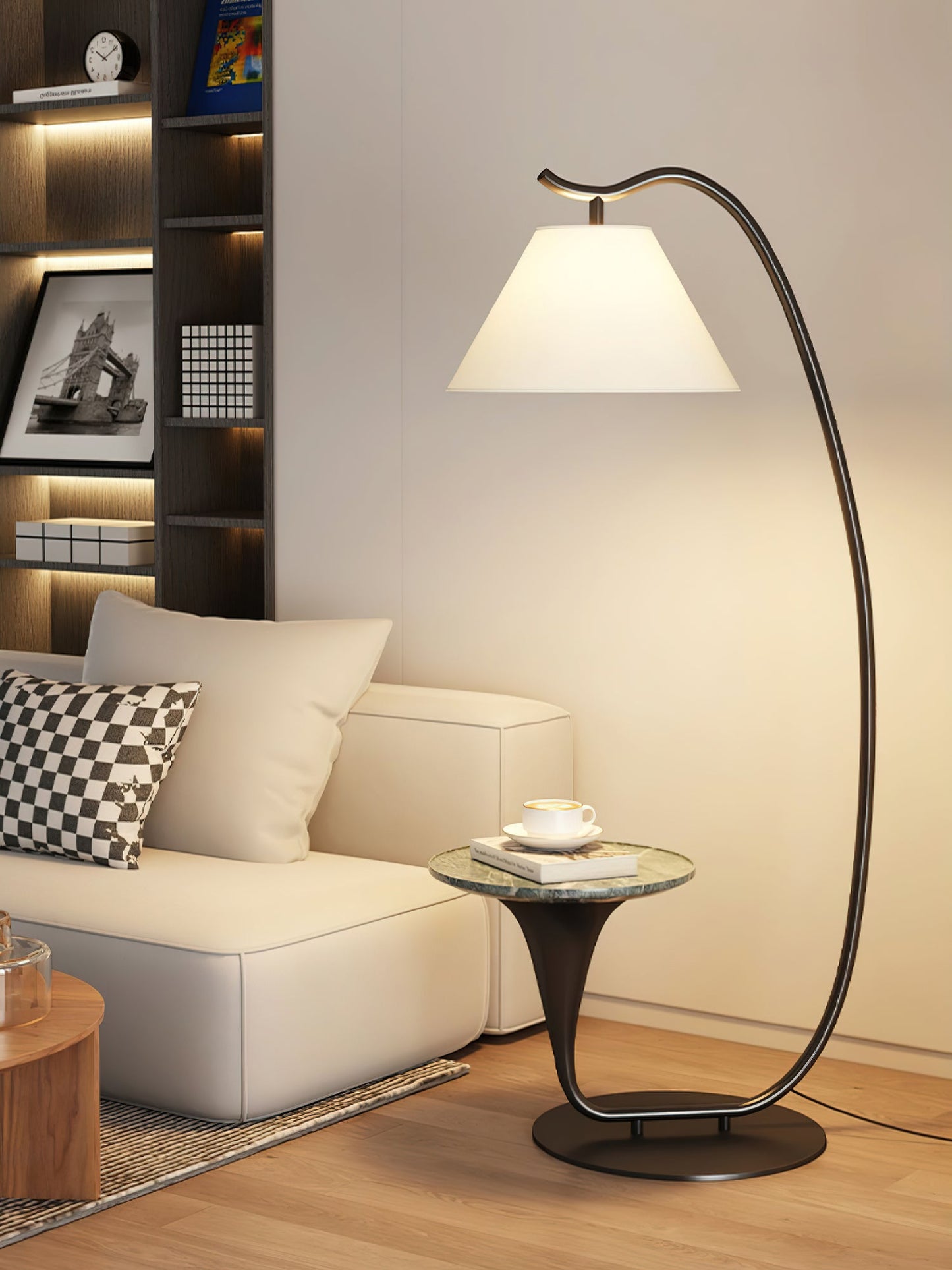 Curvature Floor Lamp with Table LED Indoor Lighting