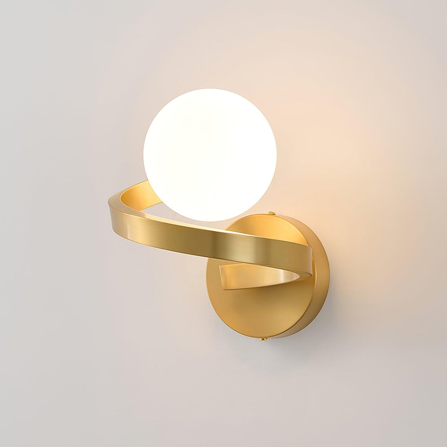 Curved Brass Wall Lamp with LED Light, Indoor Use