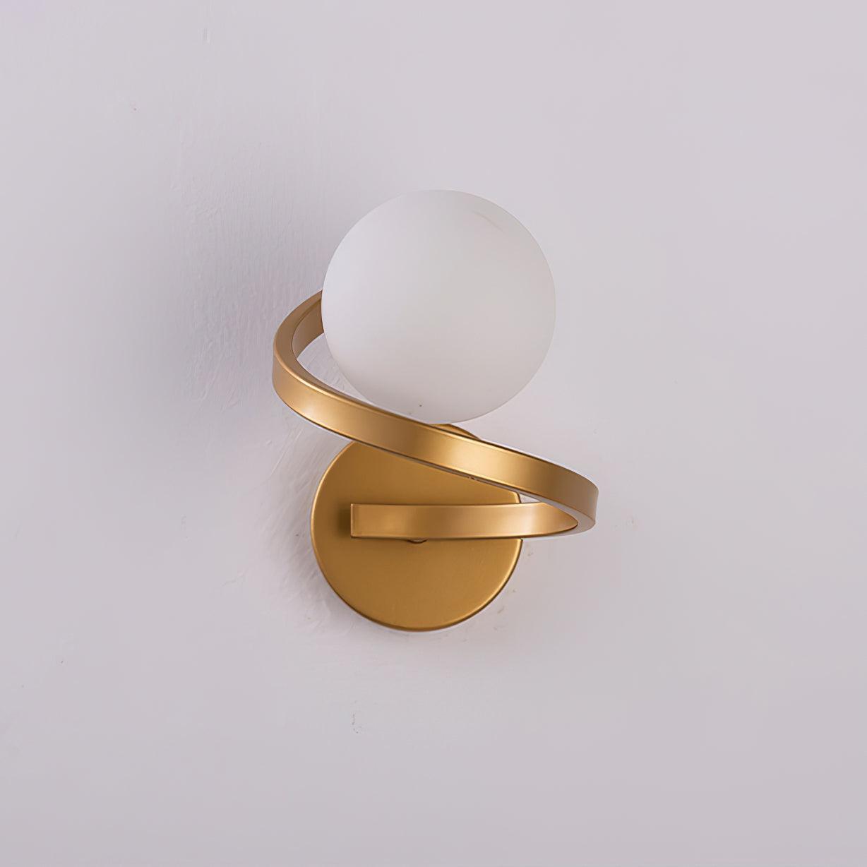 Curved Brass Wall Lamp with LED Light, Indoor Use