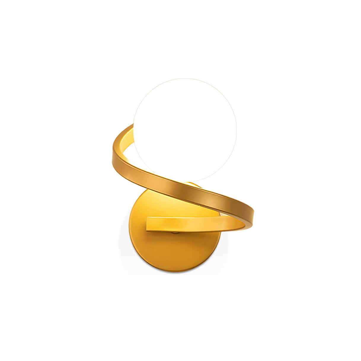 Curved Brass Wall Lamp with LED Light, Indoor Use