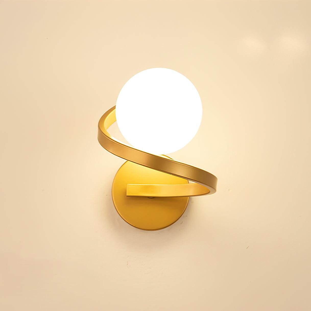 Curved Brass Wall Lamp with LED Light, Indoor Use