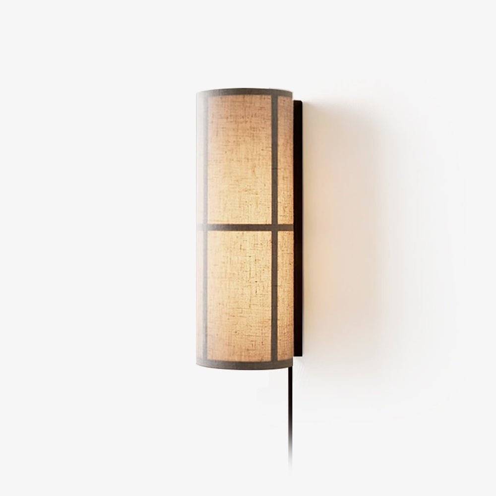Cylinder Fabric Plug-in Wall Lamp with Metal Frame - LED