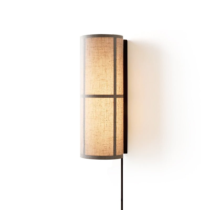 Cylinder Fabric Plug-in Wall Lamp with Metal Frame - LED