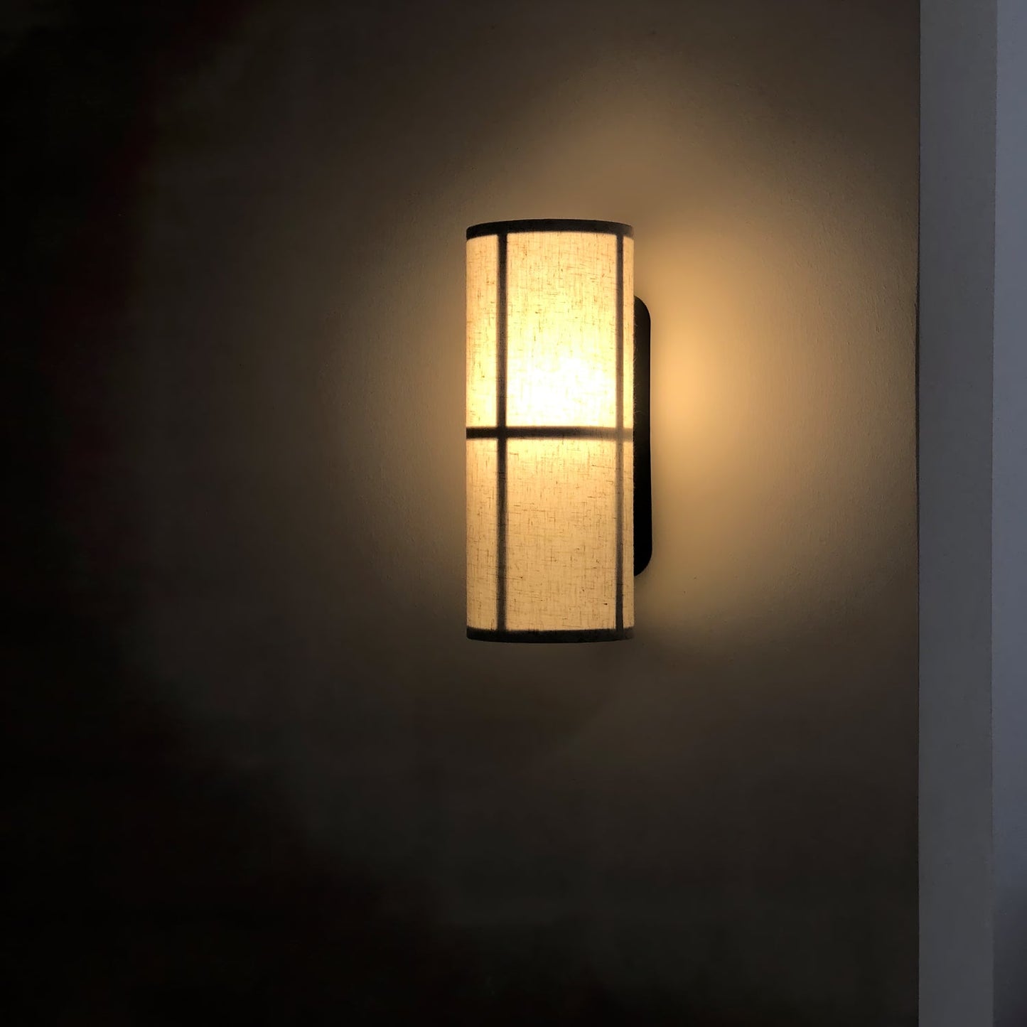 Cylinder Fabric Plug-in Wall Lamp with Metal Frame - LED