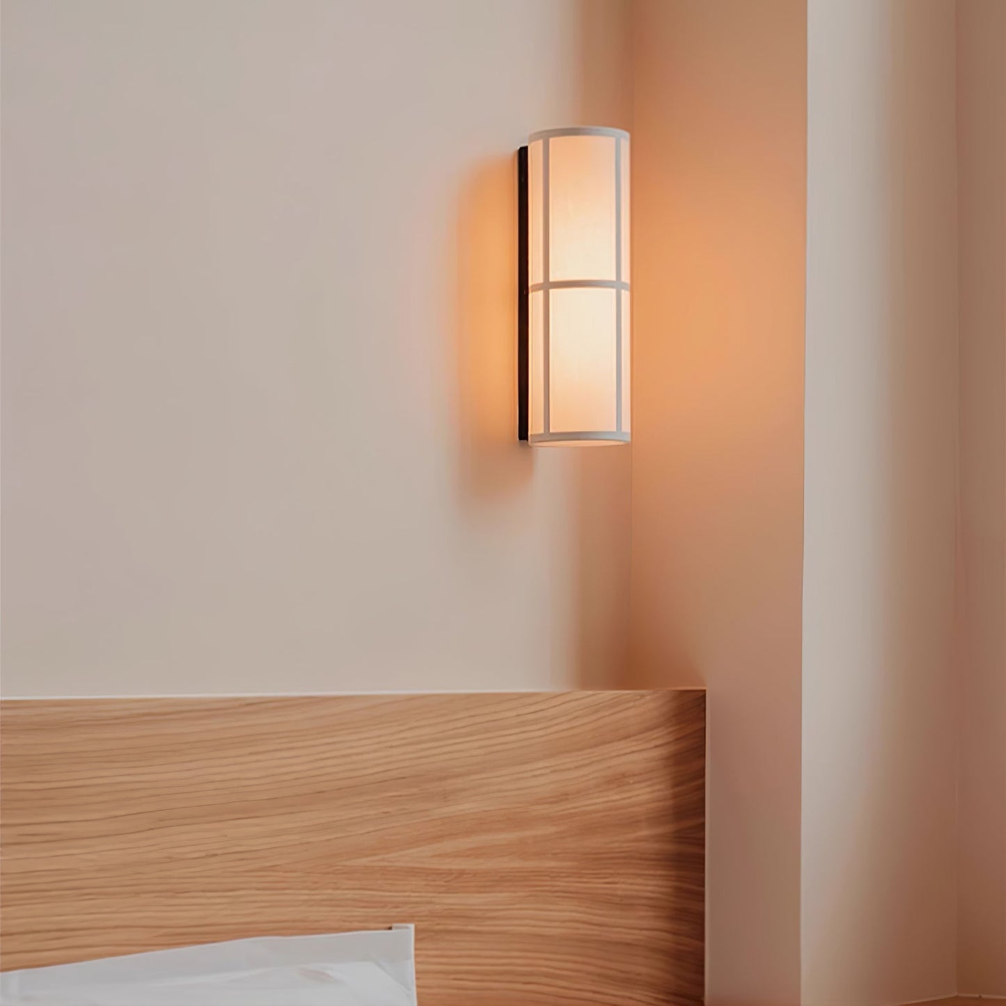 Cylinder Fabric Plug-in Wall Lamp with Metal Frame - LED
