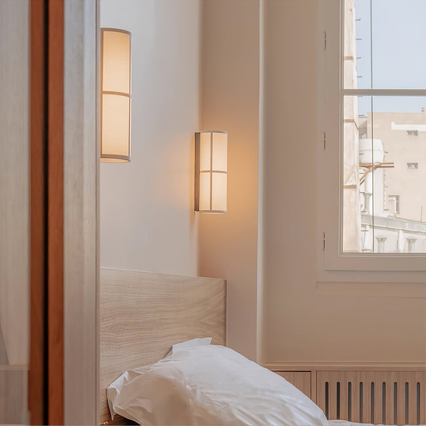 Cylinder Fabric Plug-in Wall Lamp with Metal Frame - LED