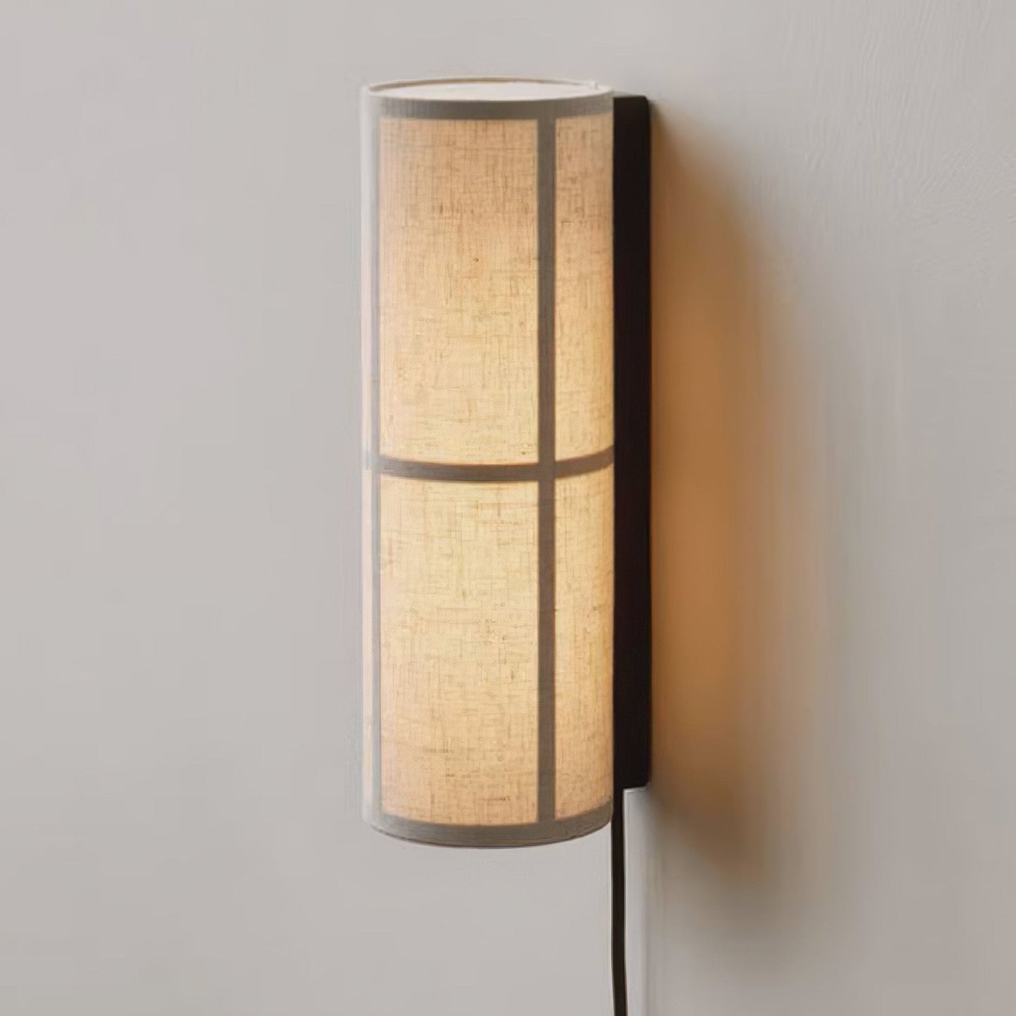 Cylinder Fabric Plug-in Wall Lamp with Metal Frame - LED
