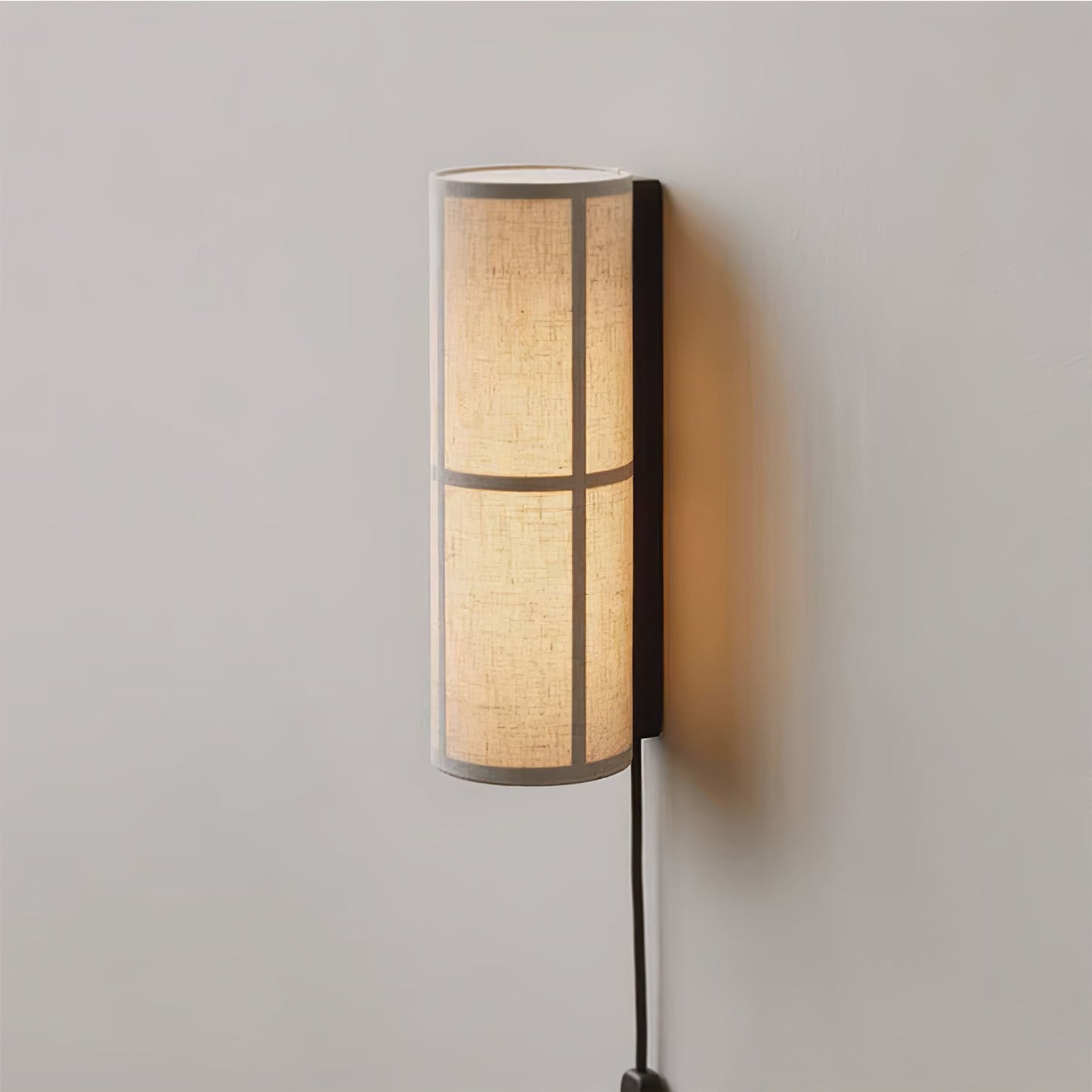 Cylinder Fabric Plug-in Wall Lamp with Metal Frame - LED