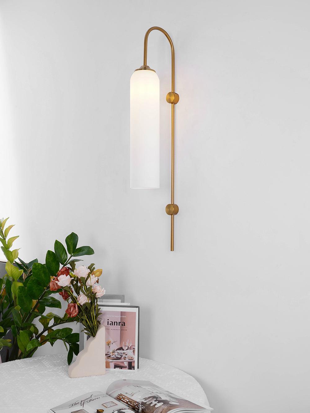 Modern Glass Wall Lamp Sconce - LED, Black & Gold Finish