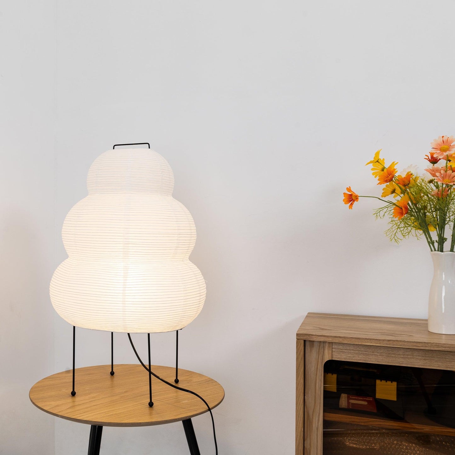 Papier Tischlampe - Japanese Style LED Table Lamp, Elegant Design