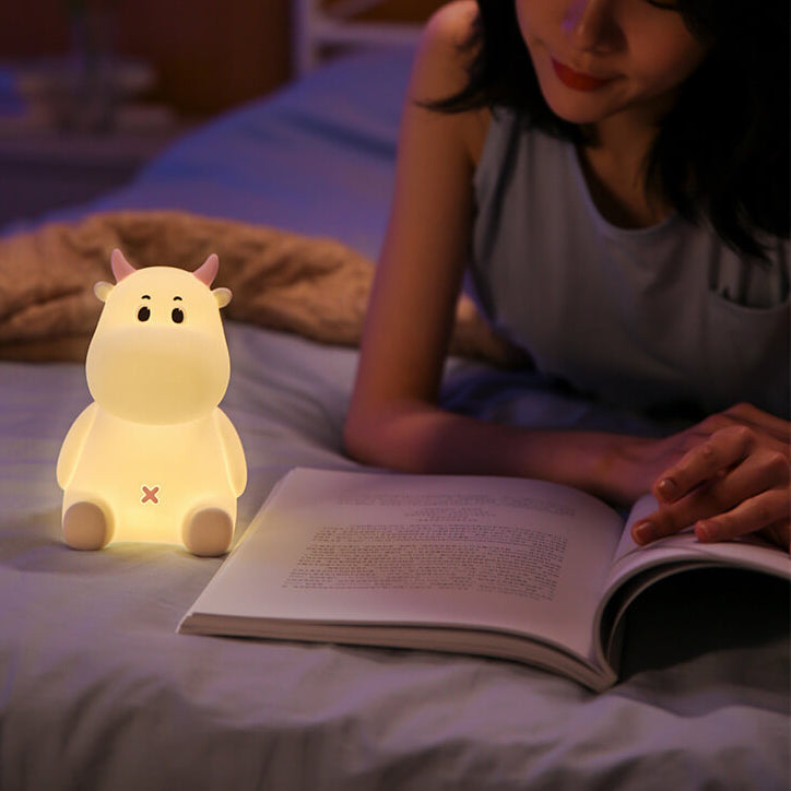 Modern Creative Cute Cow Silicone USB Rechargeable Night Light Table Lamp