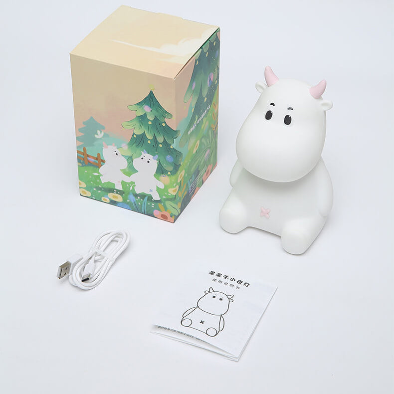 Modern Creative Cute Cow Silicone USB Rechargeable Night Light Table Lamp