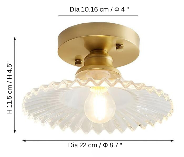 Vintage Clear Elegant Glass Ribbed Petal Ceiling Light