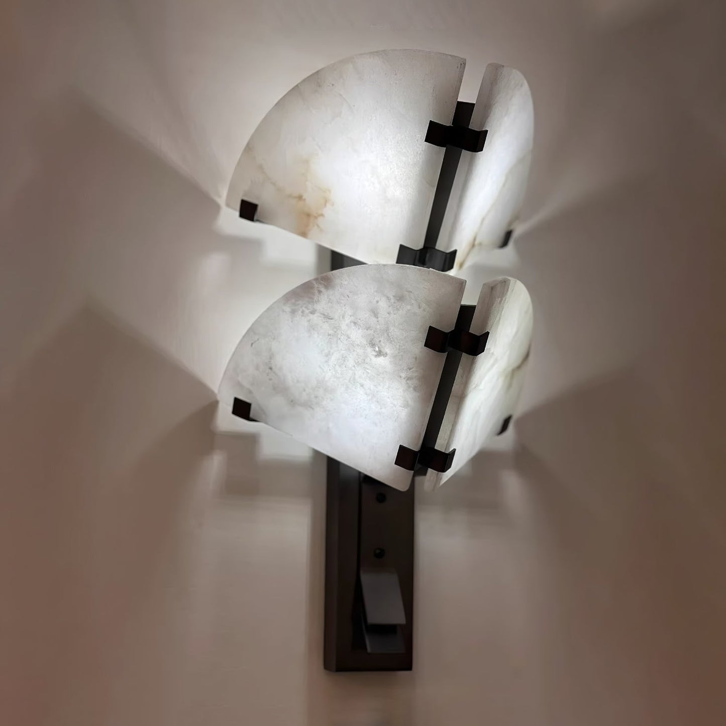 Dione Alabaster Wall Light - LED Indoor Fixture, Black & White