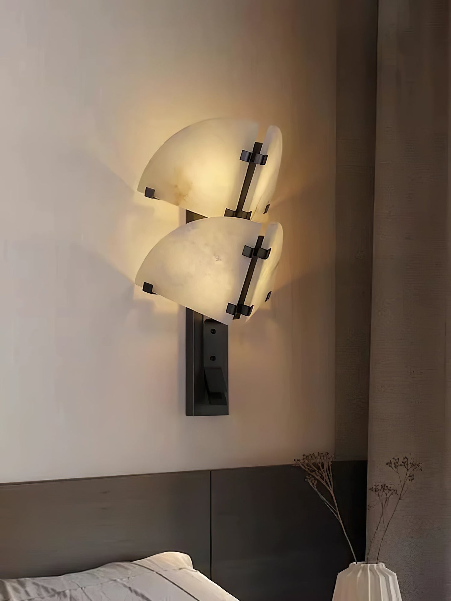 Dione Alabaster Wall Light - LED Indoor Fixture, Black & White