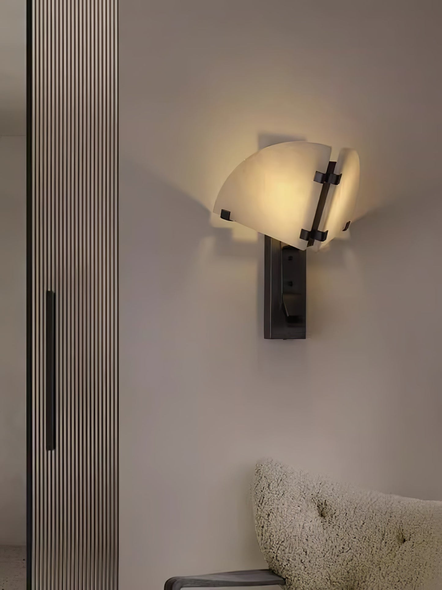 Dione Alabaster Wall Light - LED Indoor Fixture, Black & White