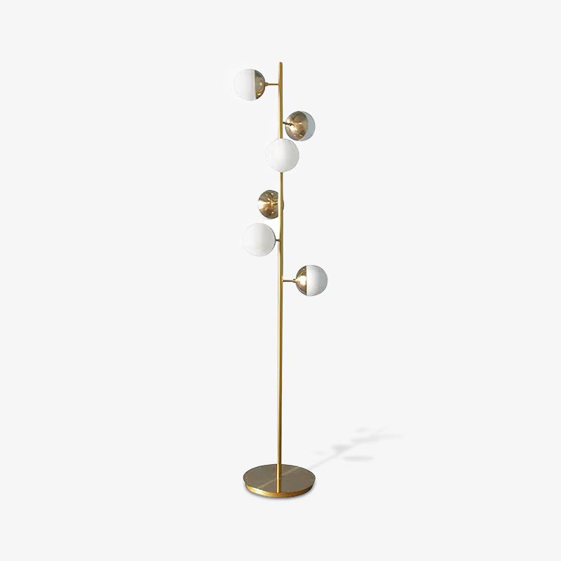 Doppler LED Tree Lamp - Modern Gold Floor Light with Glass Globes