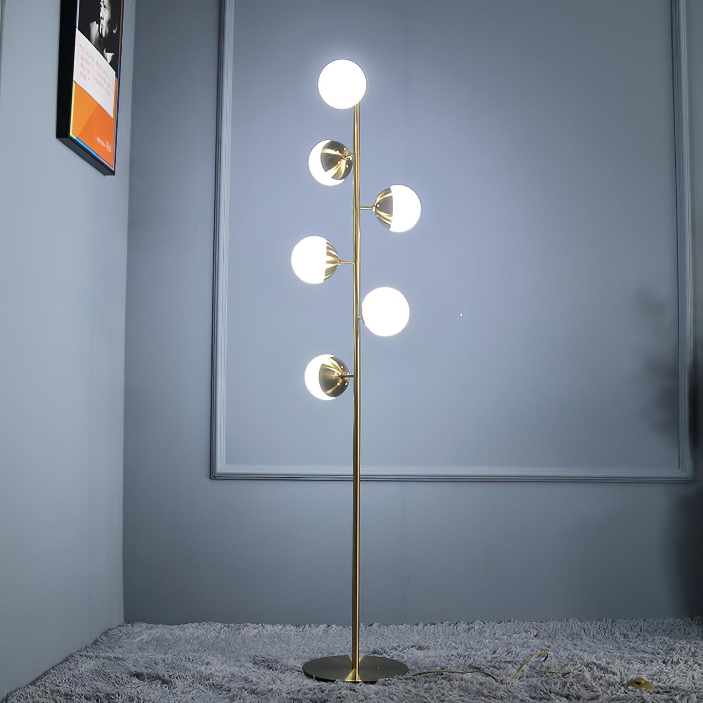 Doppler LED Tree Lamp - Modern Gold Floor Light with Glass Globes