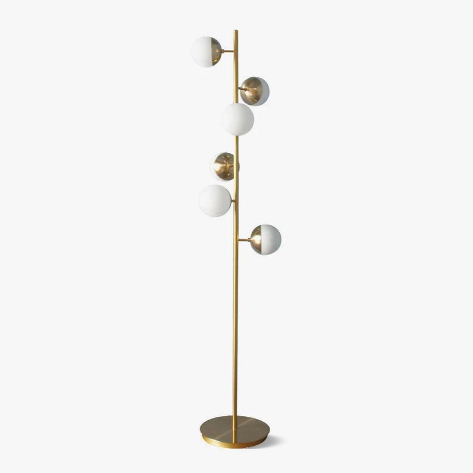 Doppler LED Tree Lamp - Modern Gold Floor Light with Glass Globes