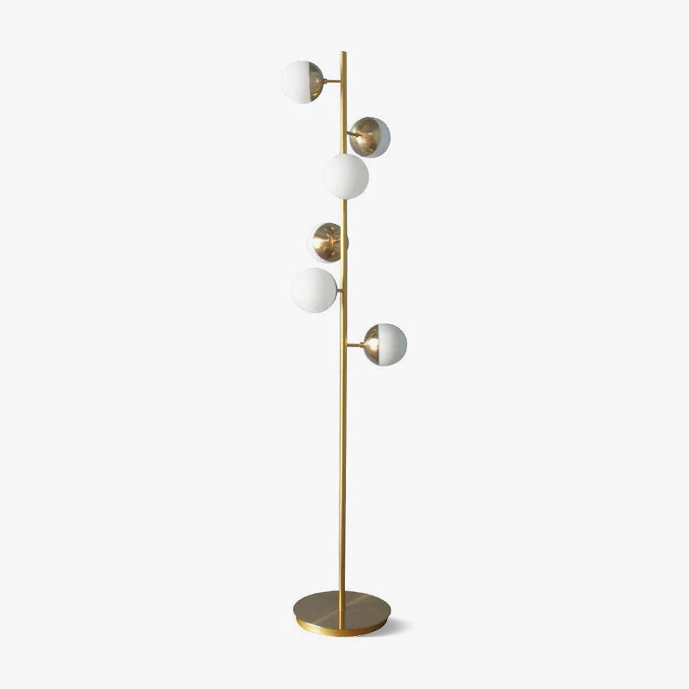 Doppler LED Tree Lamp - Modern Gold Floor Light with Glass Globes