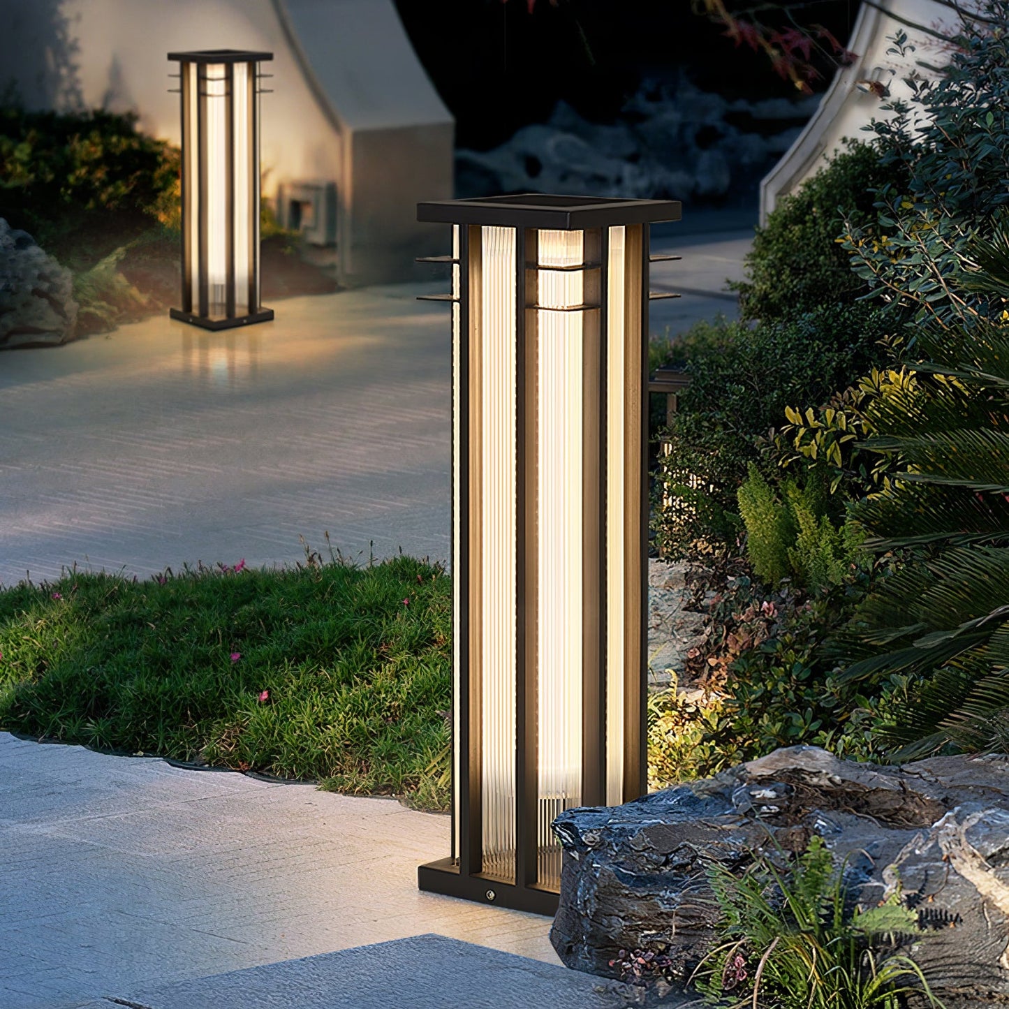 Double Axis Outdoor Post Lamp - Solar LED Waterproof Light