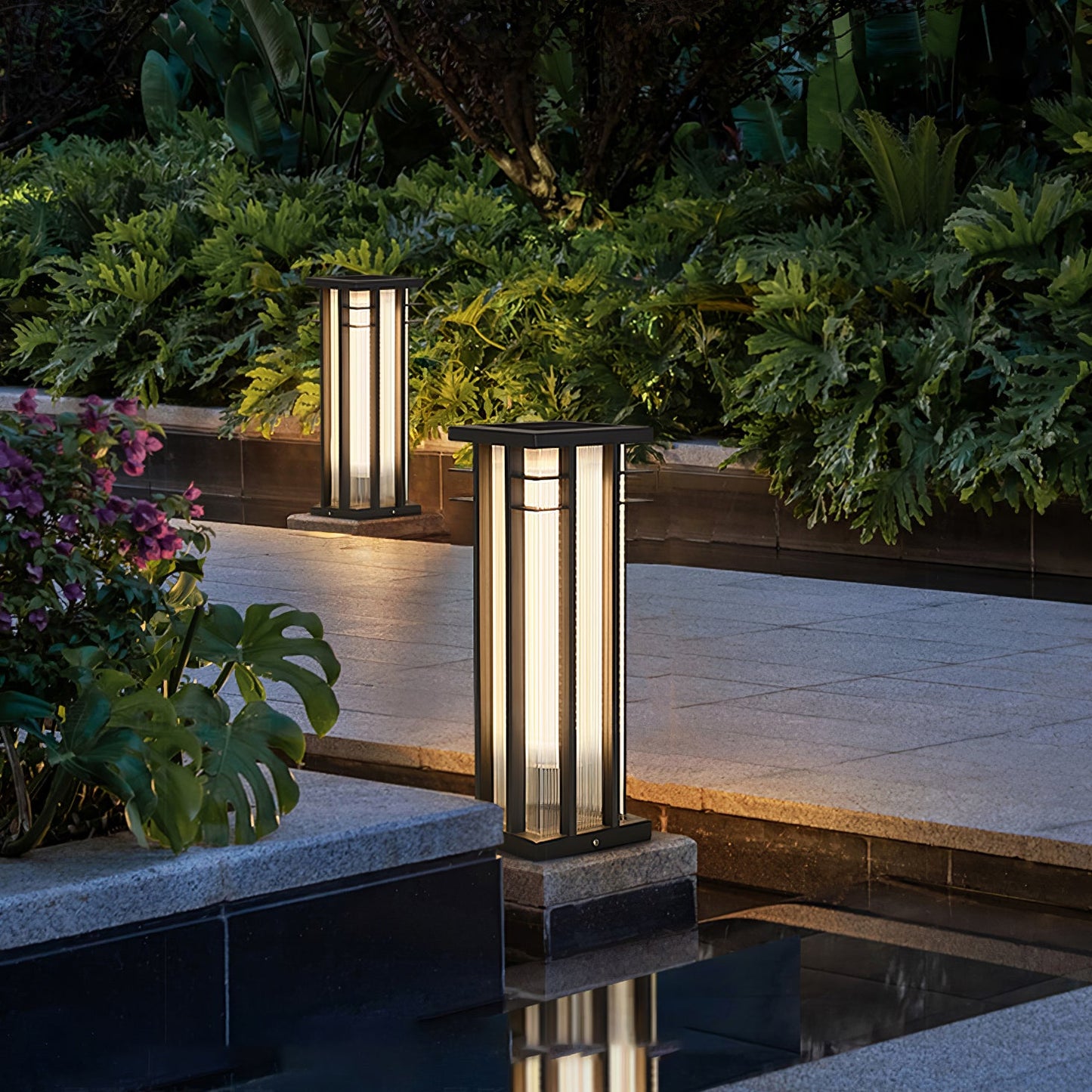 Double Axis Outdoor Post Lamp - Solar LED Waterproof Light