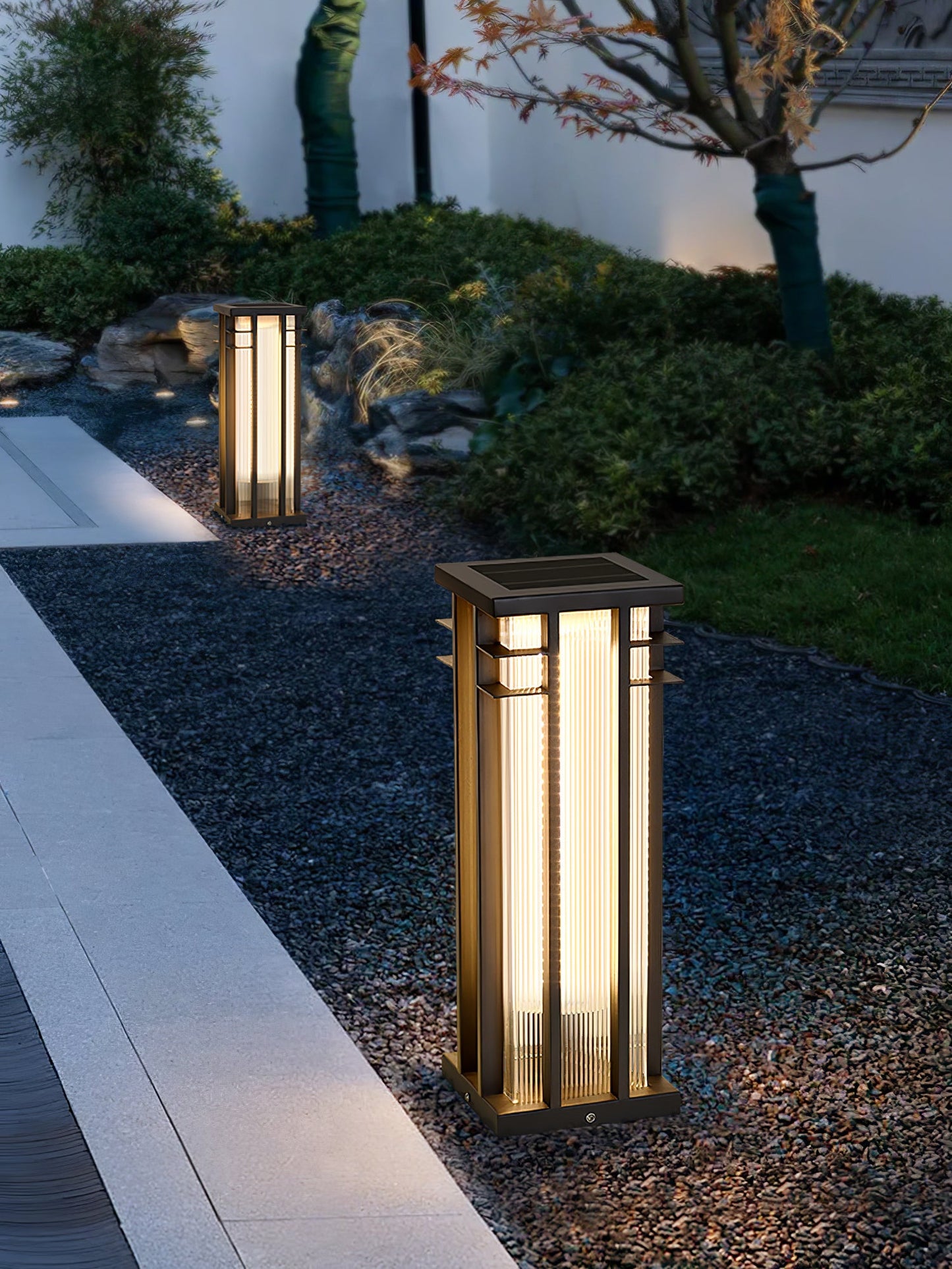 Double Axis Outdoor Post Lamp - Solar LED Waterproof Light