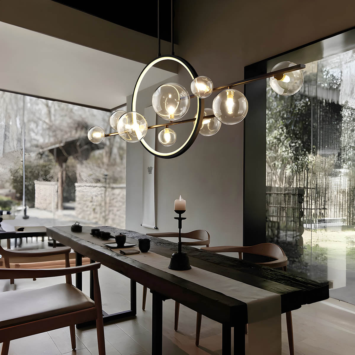 ELARA | Modern Glass Ball Chandeliers, LED, Dimmable Options