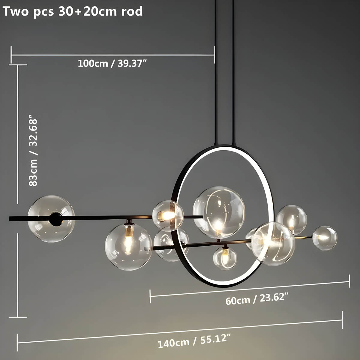 ELARA | Modern Glass Ball Chandeliers, LED, Dimmable Options