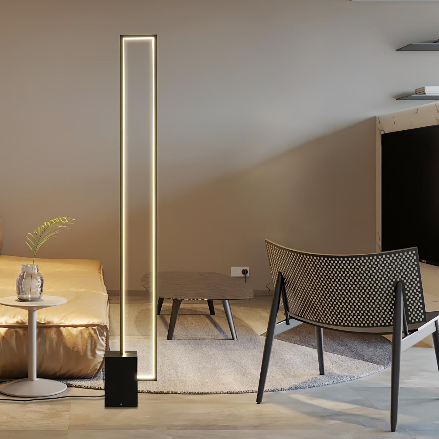 Edge Floor Lamp with Integrated LED - Modern Black Design