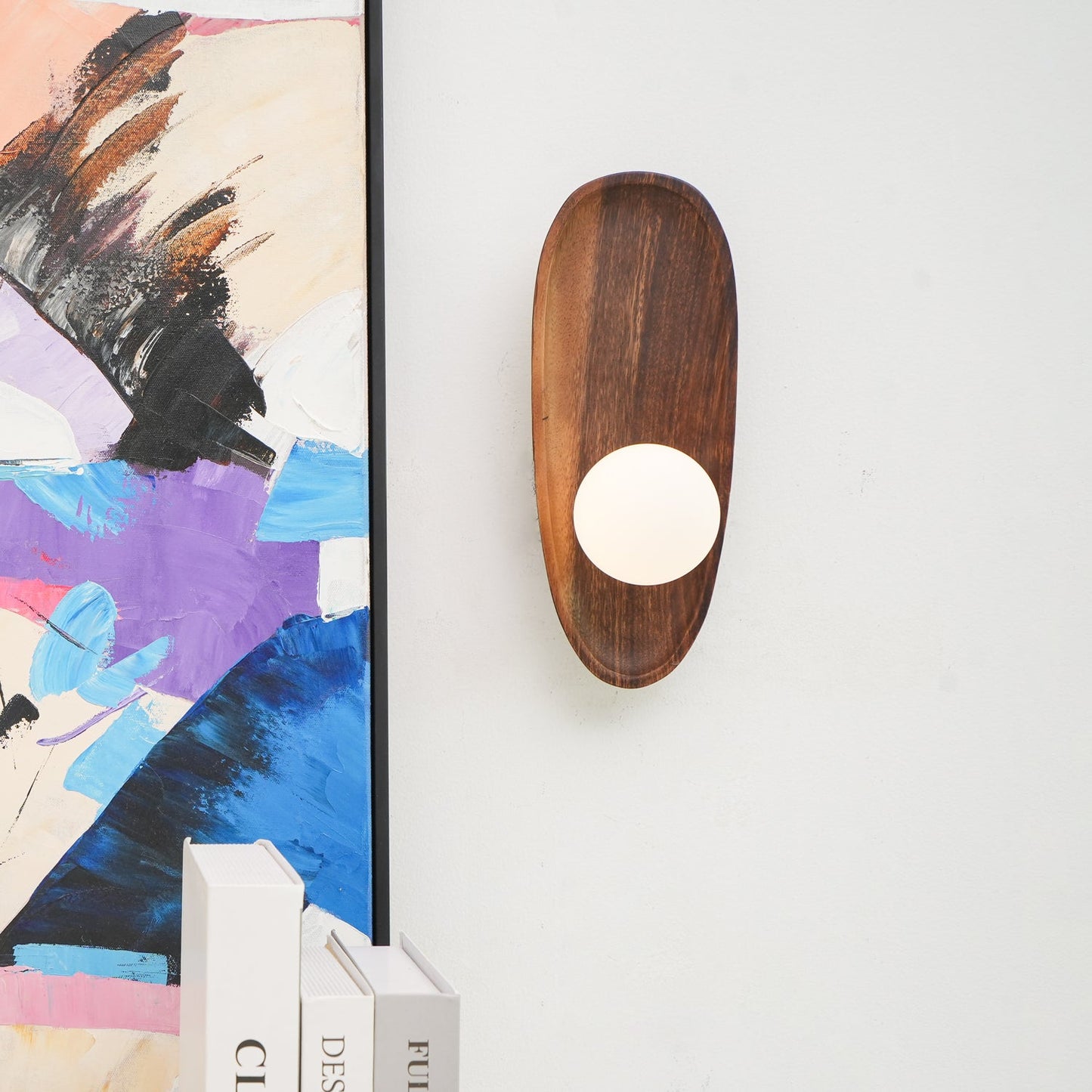 Eivor Wall Lamp - Handmade Wood and Glass Sconce LED
