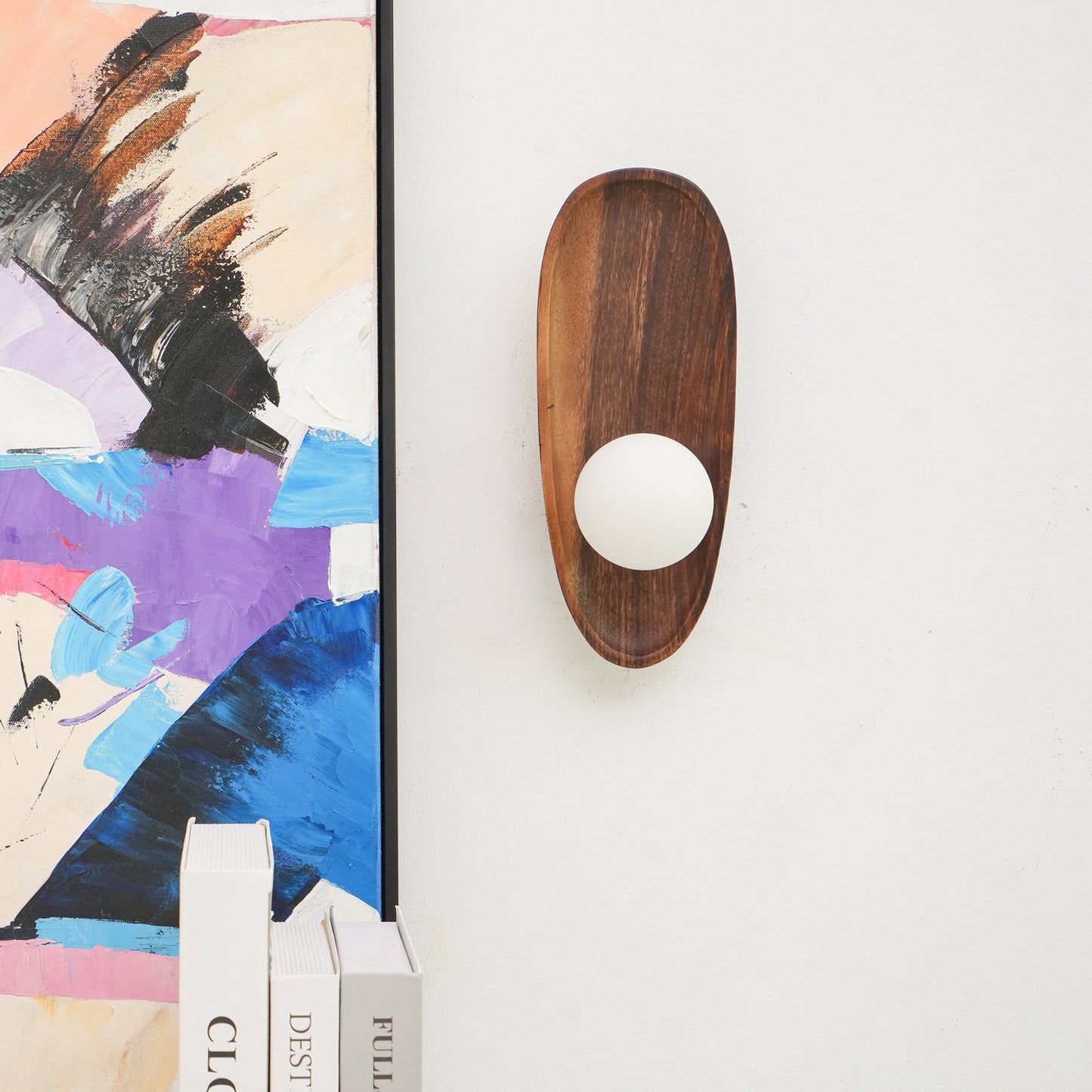 Eivor Wall Lamp - Handmade Wood and Glass Sconce LED