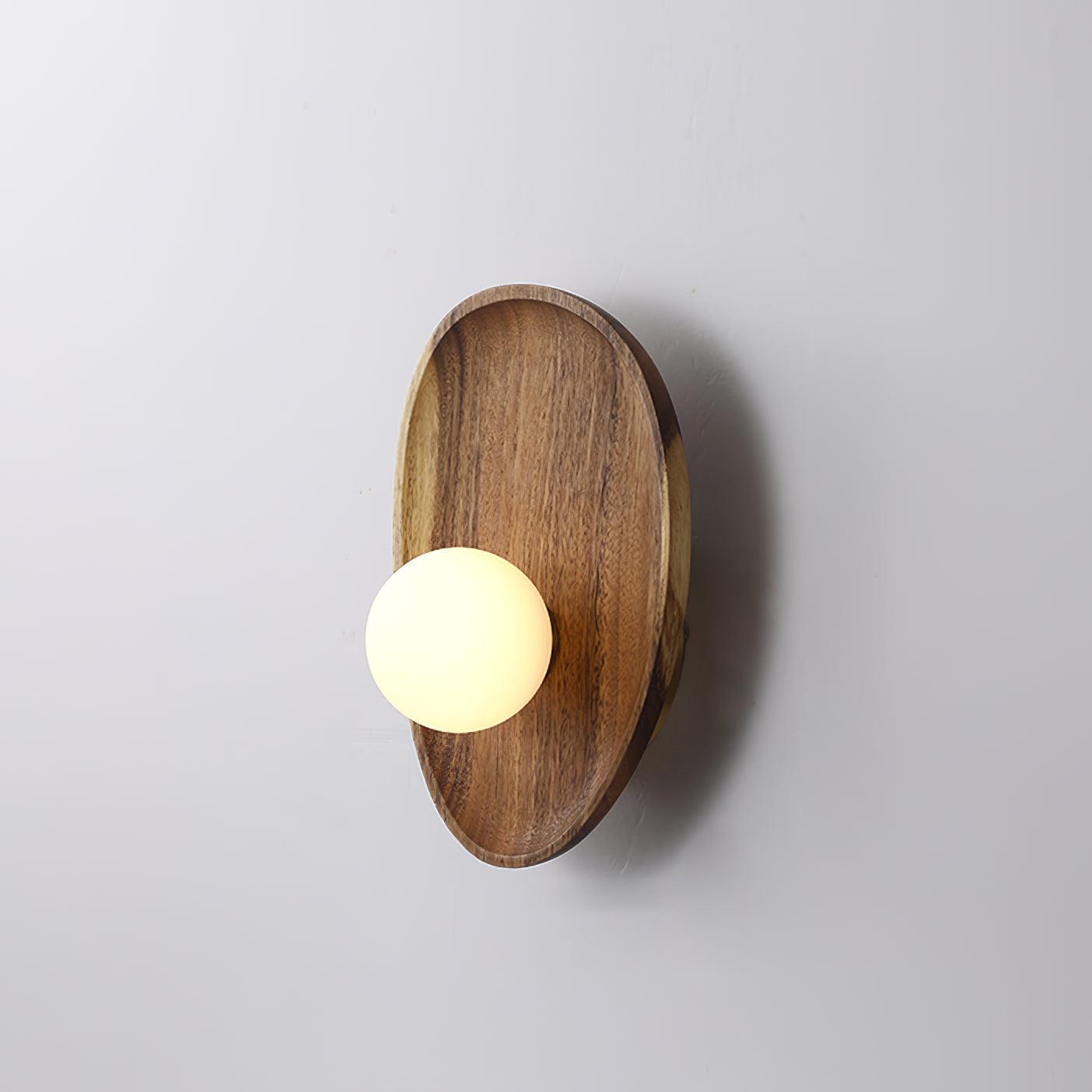 Eivor Wall Lamp - Handmade Wood and Glass Sconce LED