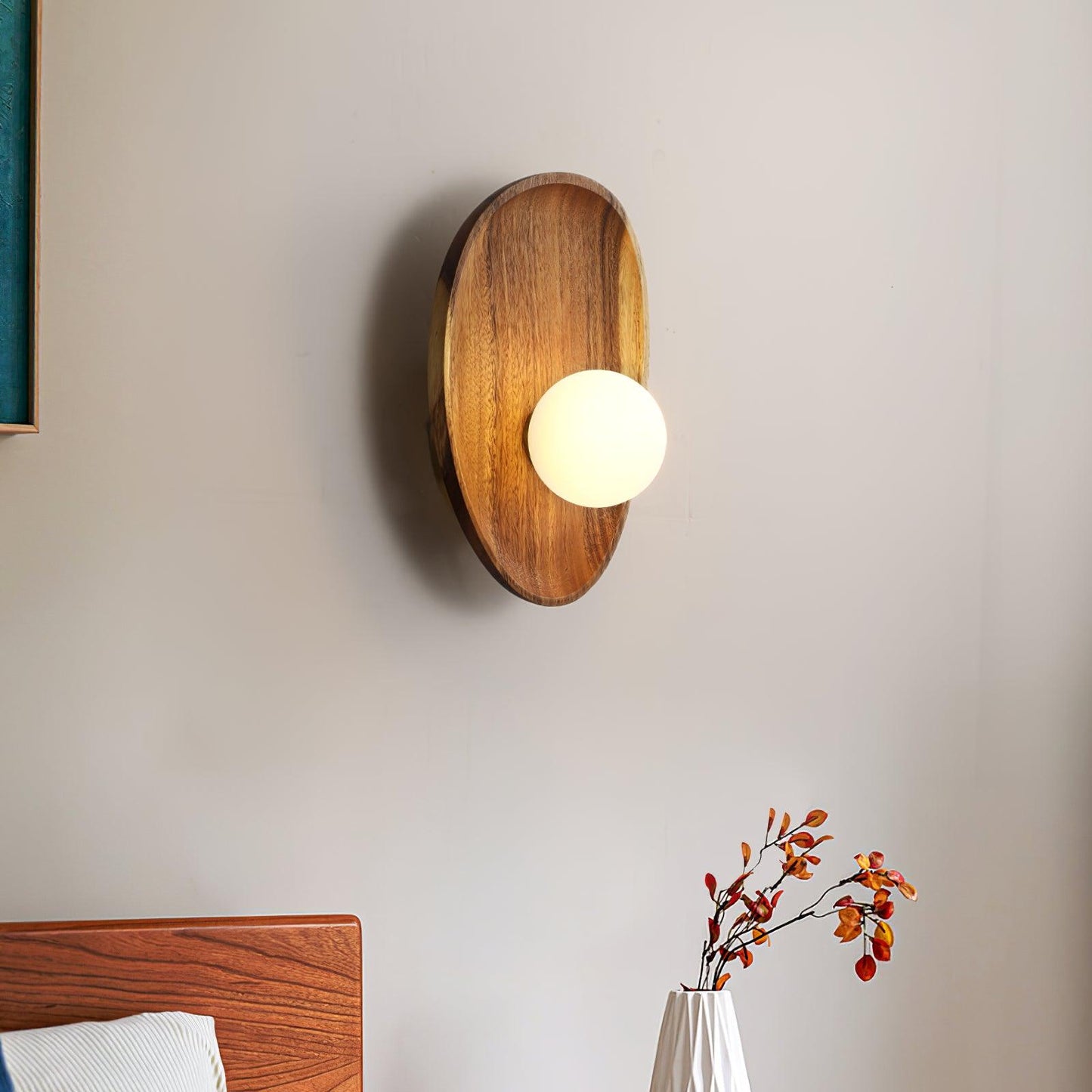 Eivor Wall Lamp - Handmade Wood and Glass Sconce LED