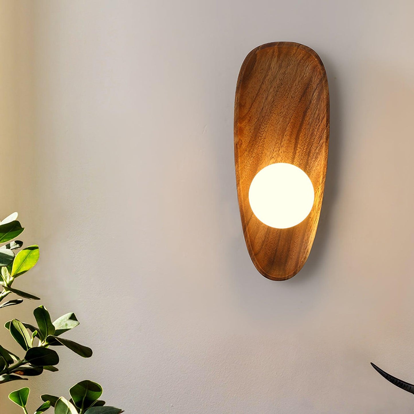 Eivor Wall Lamp - Handmade Wood and Glass Sconce LED