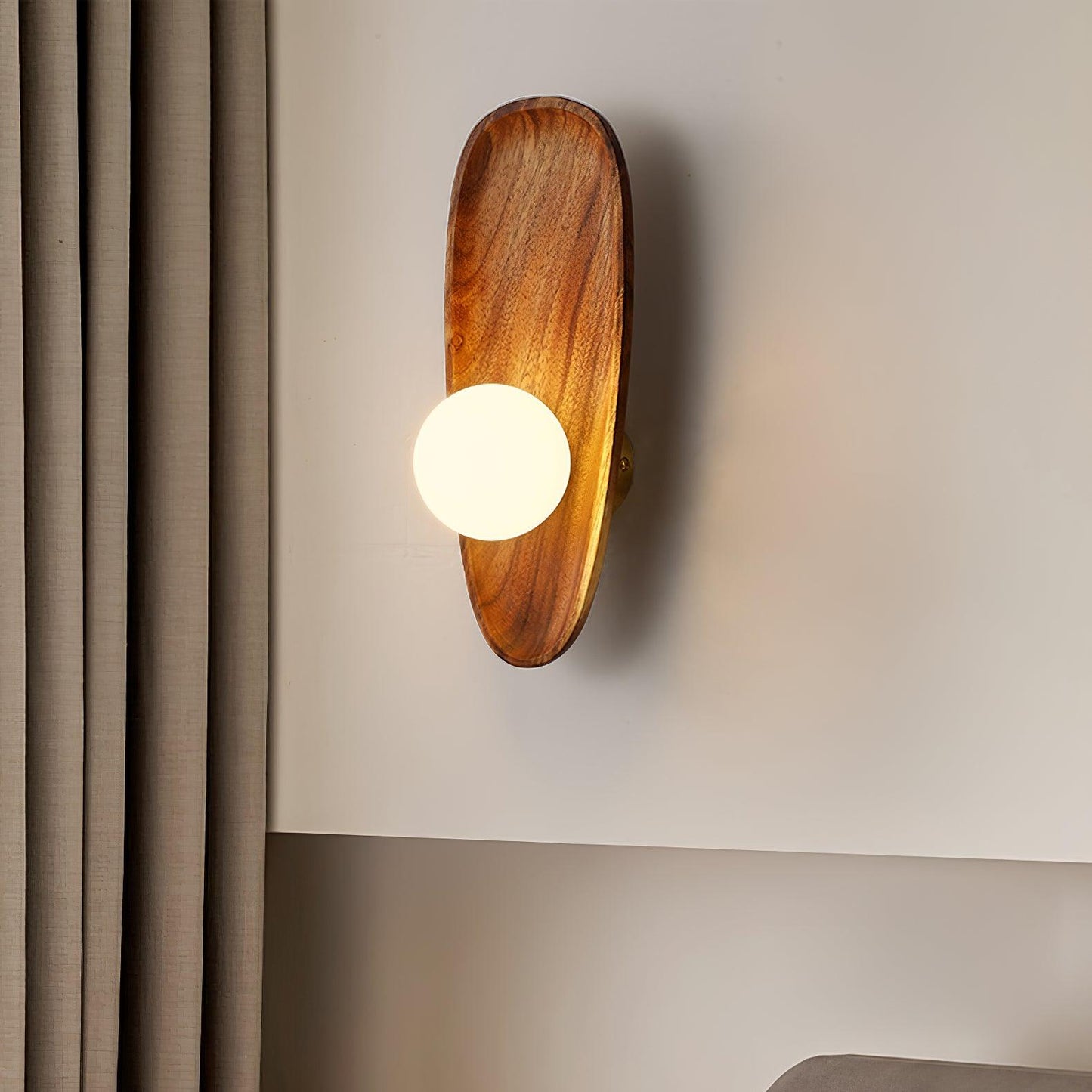 Eivor Wall Lamp - Handmade Wood and Glass Sconce LED