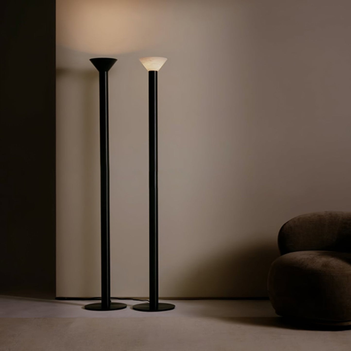 Elena Torchere Floor Lamp LED Indoor Lighting Black Chrome