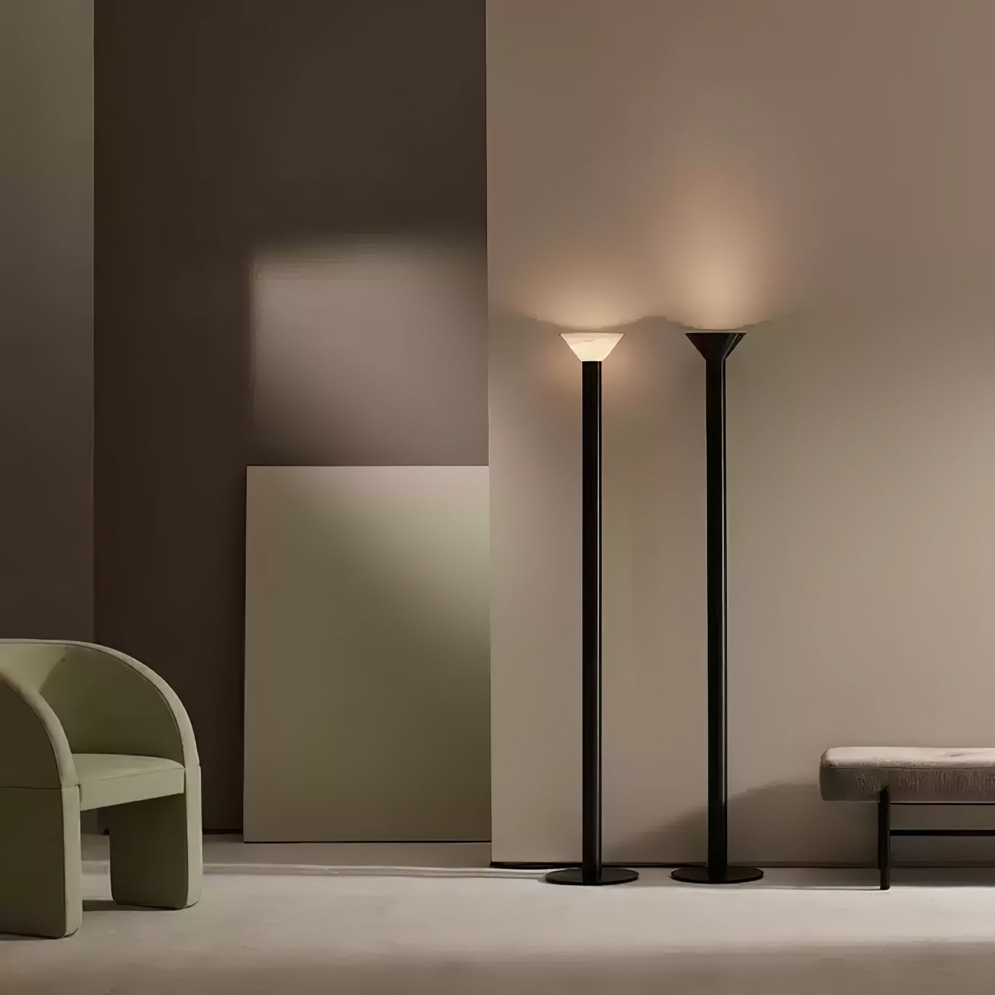Elena Torchere Floor Lamp LED Indoor Lighting Black Chrome