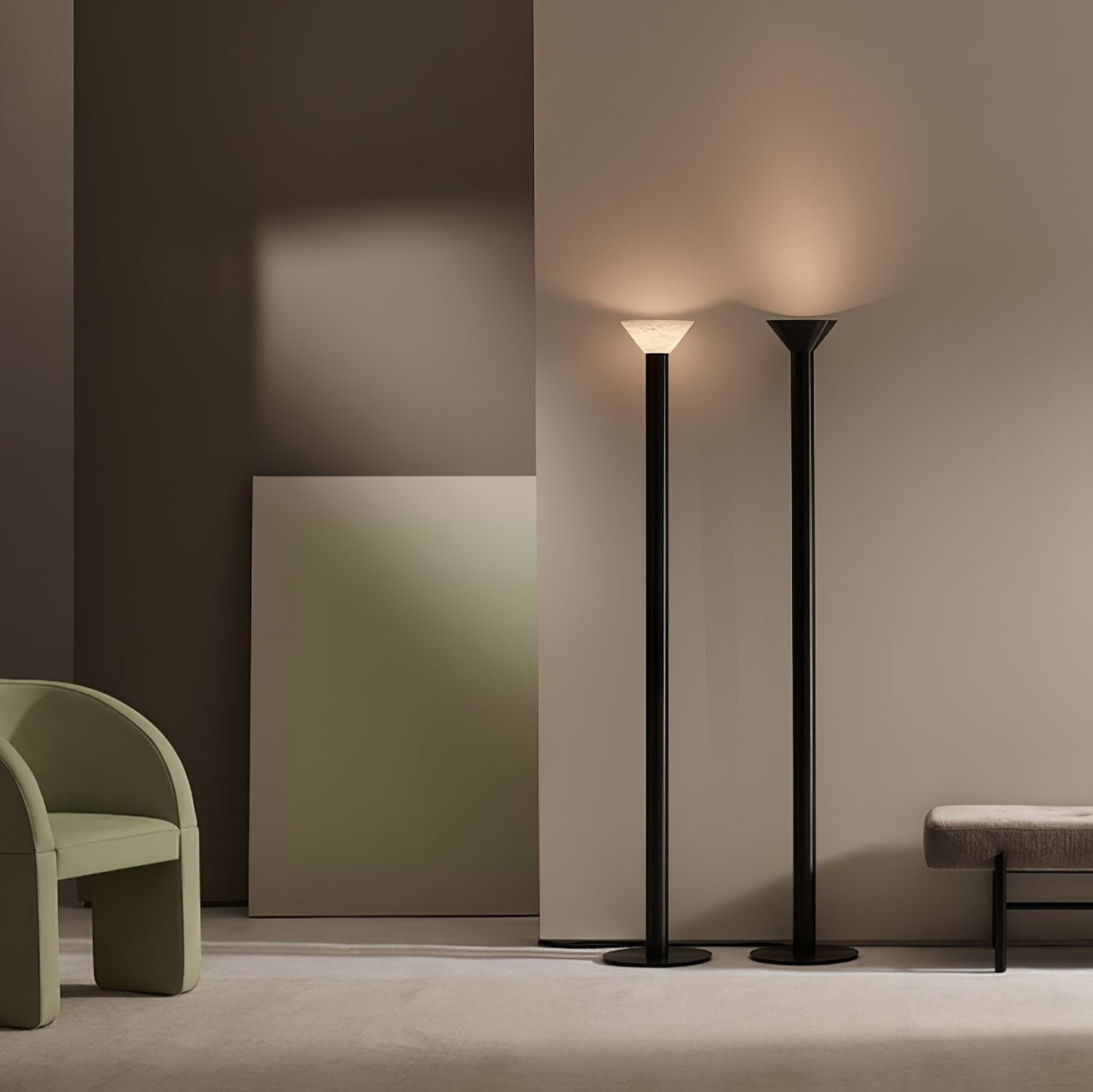 Elena Torchere Floor Lamp LED Indoor Lighting Black Chrome