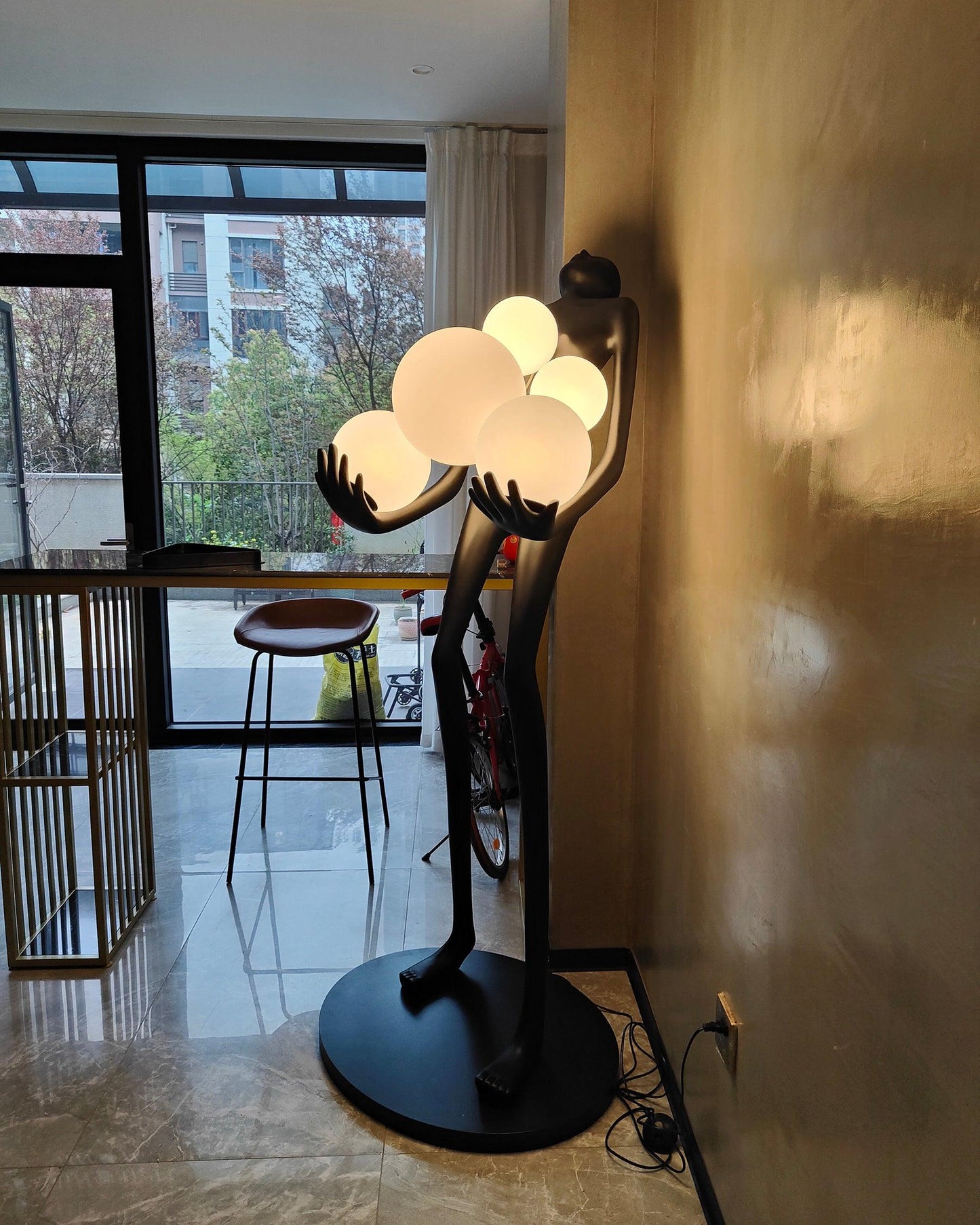 Embrace Sculpture Floor Lamp with Integrated LED Light