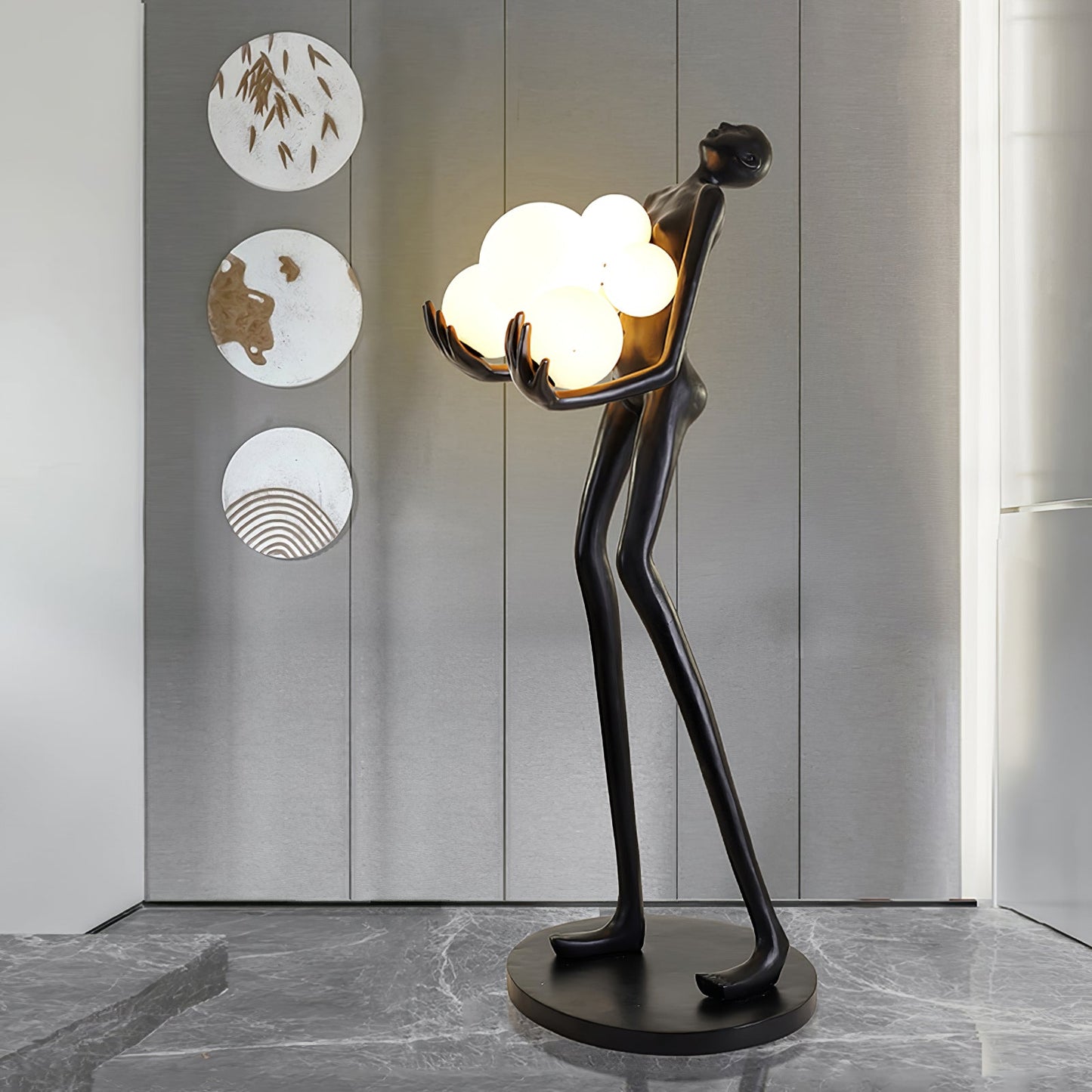 Embrace Sculpture Floor Lamp with Integrated LED Light